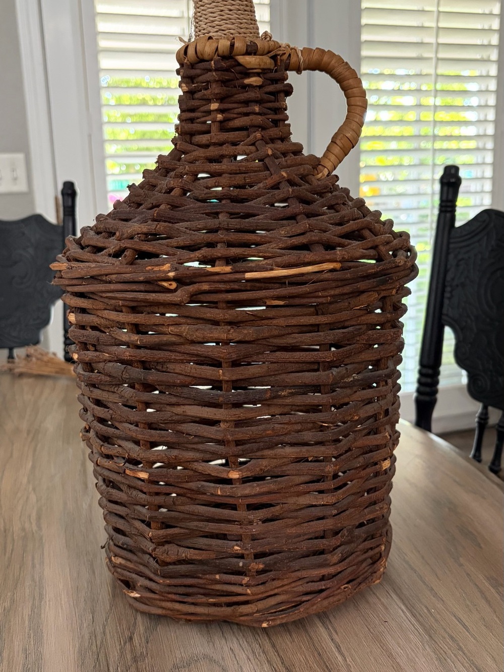 Handwoven Brown Wicker Decorative Bottle